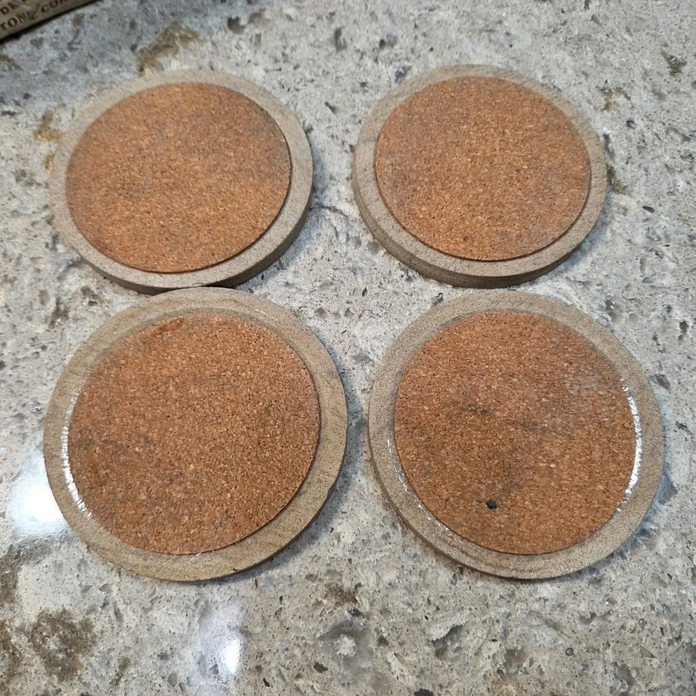 Vintage Thirstystone‎ Natural Sandstone Coasters 4 Steer Skull Western Decor USA